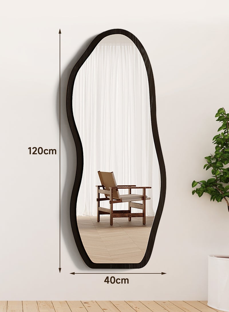 ARCHAEOPTERYX 120x40cm Irregular Design Full Length Mirror - Wall Mount or Lean Against Wall, Modern Artistic Mirror for Bedroom & Living Room Decor (Black) - Image 1